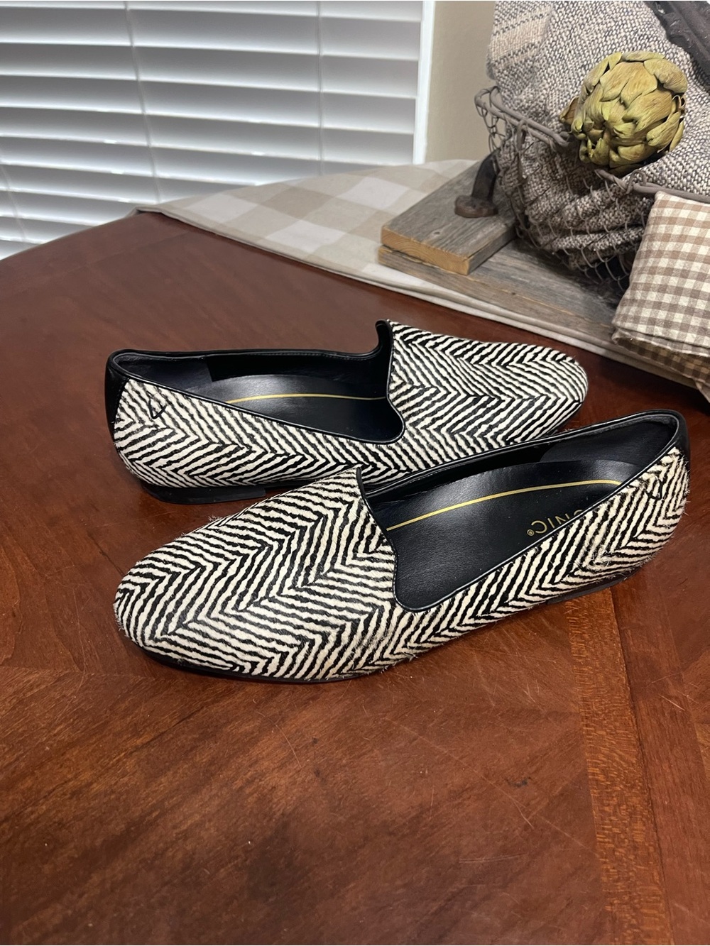 Vionic Willa Calf Hair Slip On Loafer Flat Black & White Zebra